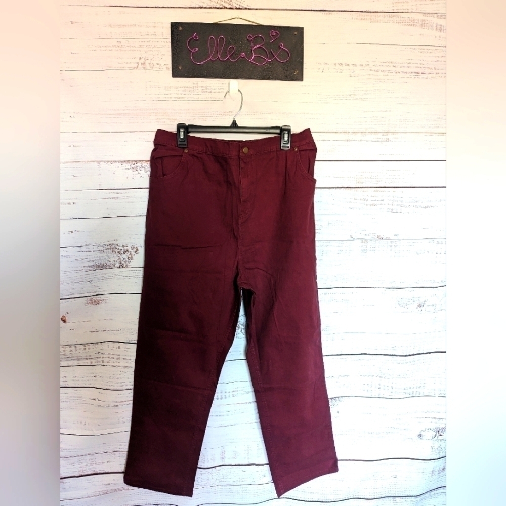 NWOT Denim Moves Burgany Pants 1X